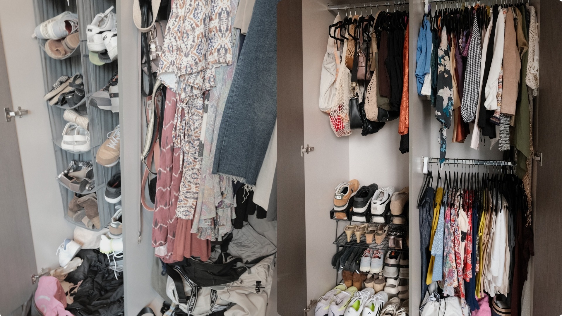 Before and after transformations from real home organizing projects across Dubai.